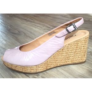 Gabor lilac patent leather slingback Wedge